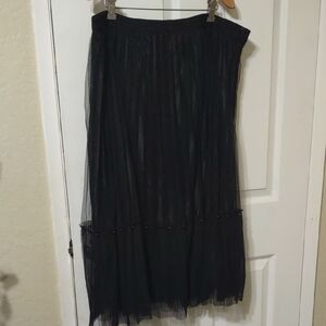 Metro Wear Black Layered Midi Tulle Skirt
